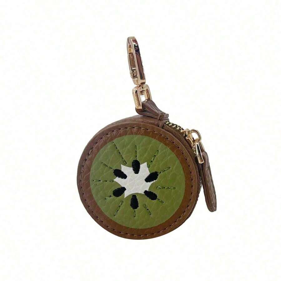 Mini Fruit Coin Purse Keychain – Strawberry Cherry Blueberry Shape, Cute Small Wallet, Bag Pendant, Girls' Accessories - 奇異果 - 查看 1