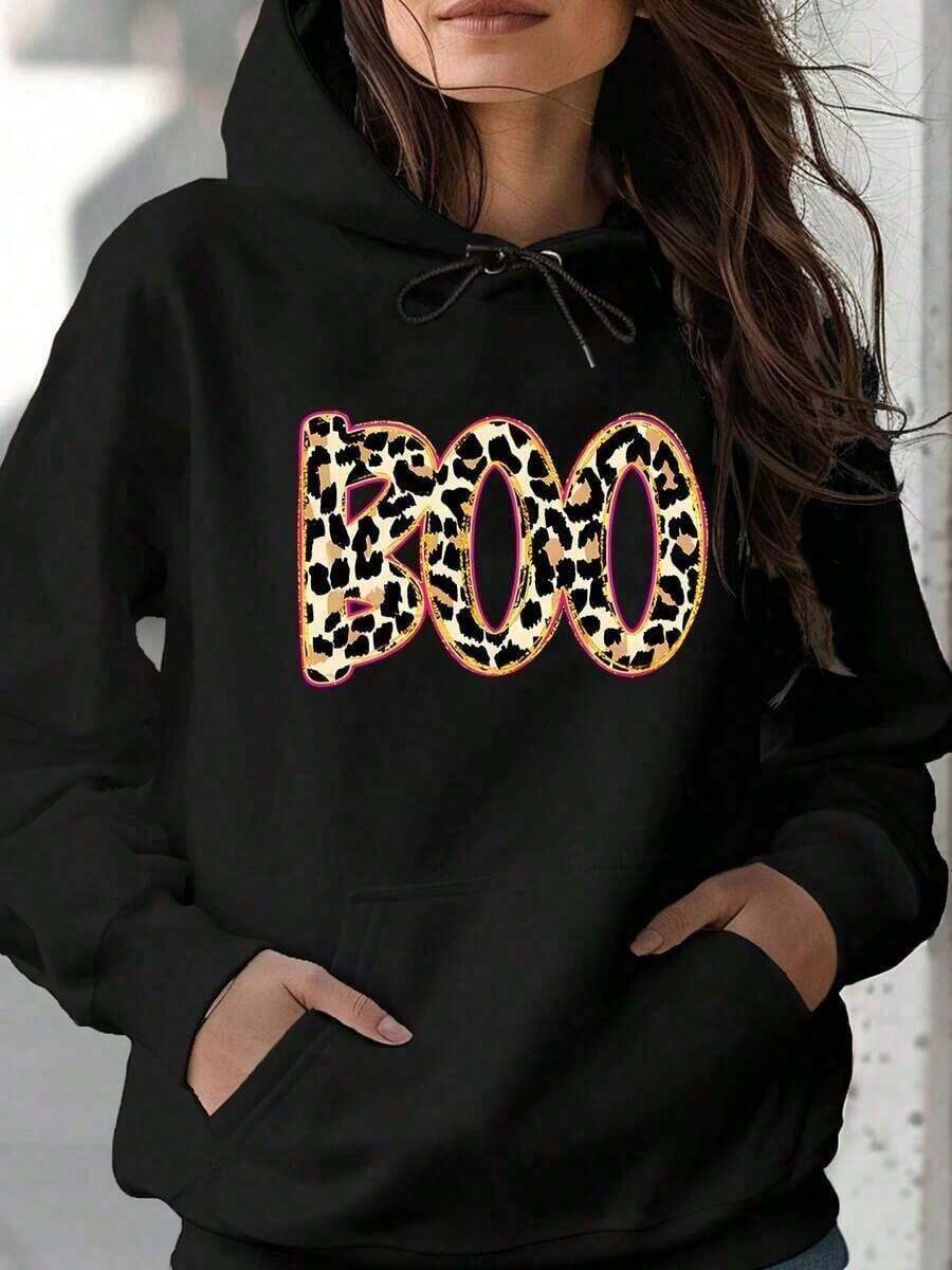 2026 AChristmas Outfit WomenWomen's Heavyweight Hoodie - Gothic Love Me Like My Demons Print Sweatshirt, Loose Fit Pullover Hoodie With Pocket & Drawstring Hood, Long Sleeve Winter Sweater For WomenLoose And Comfortablewinter Clothes For Women - 黑色19 - 查看 1