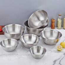 4/5/7 Pcs Stainless Steel Mixing Bowls Set, With Measurement Marks, Scratch-Resistant, Easy To Clean, Stackable, Great For Kitchen Cooking, Baking And Meal Prep - Multicolor - View 6