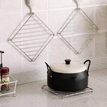 1pc Heat Resistant Pot Holder, Trivet Mat, Coaster, Table Protector, Kitchen Utensil Rack, Kitchen Pot Pad - Silver - View 10