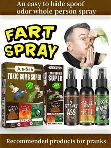 JUE FISH 1pc/3pcs Set Funny Fart Spray, Prank Toy, Daily Gag Gift, Poop, Hell, Bomb Scent, Suitable For Ramadan, April Fool's Day Pranks (Gift For Best Friend/Ideal Gift)