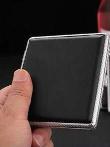 1pc Lucky Paulownia Leaf Cigarette Case, Vintage Carved Creative Flip-Top Metal Cigarette Box, Victorian Style Metal Cigarette Holder, Business Cigarette Case Gift For Men - Silver - View 7