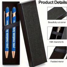 2pcs Customizable Engraved Logo/Name Multi-Function Classic Stylus Ballpoint Pen Set, Retractable, Comes With Elegant Gift Box, Black Ink Pen With Metal Accents, Suitable For Engagement, Wedding, Bridal Shower, Christmas, Valentine's Day Gifts For Her, Office Supplies, Support Company Customization [Custom Text] - Sets - View 20