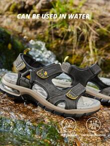 CAMEL CROWN Men's Genuine Leather Sandals, Suitable For Hiking, Walking, Beach, Waterproof, Suitable For Outdoor Sports, Equipped With High-Quality Cushioning | Waterproof - Black - View 2