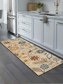 1 pieza Alfombra de cocina con patrón de mariposa y floral dorado, alfombra de lujo moderna absorbente y antideslizante para la cocina, alfombra de pasillo, decoración de cocina pequeña, alfombra para fiestas y reuniones en el hogar, felpudo de entrada interior, alfombra de cocina gruesa y cómoda sin olor, alfombra decorativa antideslizante para la cocina - Multicolor - Ver 7