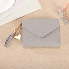 Carteira personalizada em formato de coração com tassel e texto personalizado, porta-cartões feminino, presente para madrinhas, presente para recém-casadas, presente perfeito para namorada, carteira colorida, fofa, charmosa, divertida e kawaii para mulheres, mini carteira, carteira pequena, carteira fofa. - Multicolorido - Ver 9