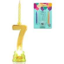 Novelty Place Conjunto de Velas de Número Intermitente Multicolor, Cambia de Color Decoraciones para Pasteles de Cumplea?os con 4 Velas de Cera (Número )(7) - Multicolor - Ver 2