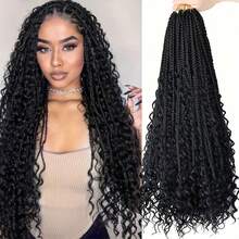 Three-Strand Braided Concubine Box Braids Crochet Hair Crochet Hair Three-Strand Concubine Braided Black Wig Chemical Fiber Crochet Hair Daily Wear - Multicolor - View 1