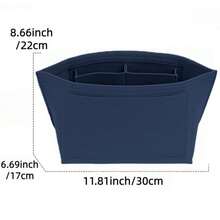 手提包收纳内胆包，多口袋毛毡手提包收纳袋，带拉链、杯架，返校用品 - 藏蓝色 - 查看 10