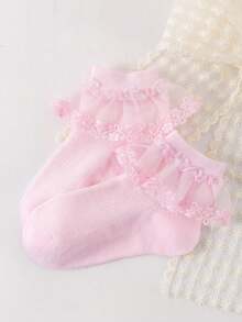 1/5/10/20 paia di calzini sottili per ragazze/neonati, in stile principessa con delicati e morbidi pizzi, minimalisti e casual, traspiranti e confortevoli, versatili e corti, adatti per la scuola, feste di compleanno, eventi festivi, attività all'aperto, assortimento di colori casuali, disponibili in più confezioni - Multicolore - Visualizzare 4