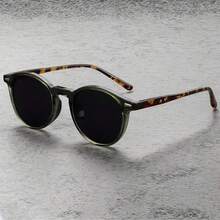 2026 New Popular Retro Tortoiseshell Frame Oval Glasses Black Lenses Unisex Thanksgiving New Year Gift Fashion Accessories - 黑色 - 查看 1