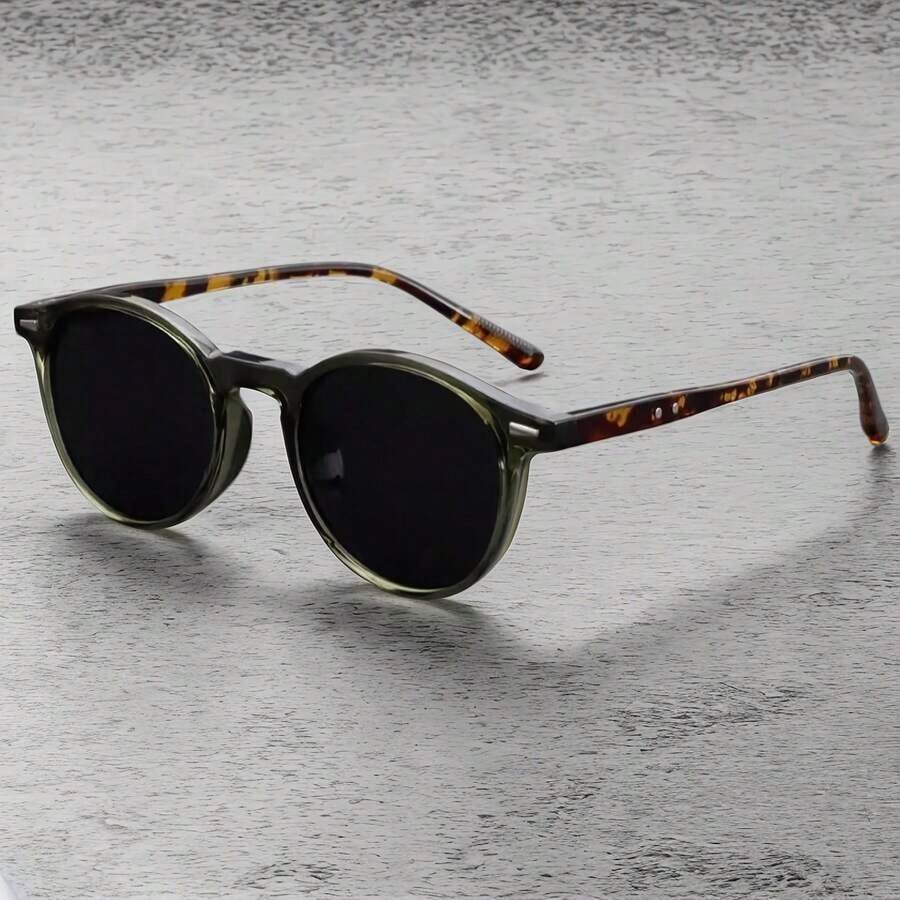 2026 New Popular Retro Tortoiseshell Frame Oval Glasses Black Lenses Unisex Thanksgiving New Year Gift Fashion Accessories - 黑色 - 查看 1