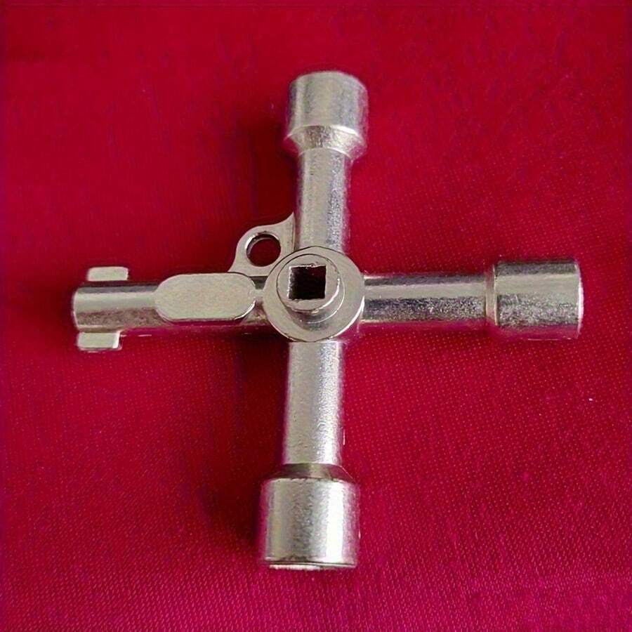1 pieza Llave inglesa multifuncional de aleación de zinc, llave triangular resistente al agua con eje hexagonal, adecuada para cajas de control eléctrico, puertas de ascensor, válvulas de grifos, etc., herramientas industriales de grado, herramientas para puertas de ascensor, diseño resistente, estructura de alta calidad, etc.