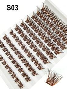 100/120/200 片棕色 D 卷 DIY 假睫毛簇，0.07mm D 卷度 8-16mm 混合自然睫毛嫁接，浓密纤长簇状假睫毛，卷翘单根假睫毛，纤细纤长假睫毛，纤长卡通效果假睫毛，适合新手在家使用，大容量睫毛簇，假睫毛，单根假睫毛，假睫毛 - 棕色 - 查看 11