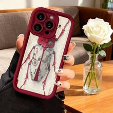 Cubierta de teléfono con diseño de escarabajo mecánico rojo y plateado para iPhone 14 Pro Max funda protectora con estética industrial y detalles técnicos ideal para amantes de la ciencia ficción y arte steampunk - Negro - Ver 4