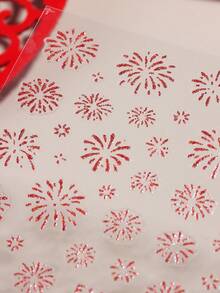 2片装红色绽放烟花图案美甲贴纸 3D自粘闪亮烟花亮片贴花 美甲装饰 DIY新年烟花美甲贴纸 - 彩色 - 查看 4