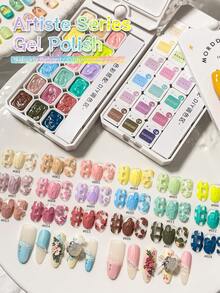 MORDDA 18 Colors Oil Painting Nail Art Gel Set, Vivid Palette For Floral/Lace Designs, Non-Drip Creamy Texture, Professional Nail Art Supplies For Salon & Home Manicure, Gift For Nail Artists - 彩色 - 查看 2