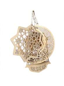 3 món đồ trang trí treo Eid Mubarak - Đèn lồng gỗ hình trăng khuyết trang trí Eid Mubarak với các biểu tượng cốt lõi của Eid và Ramadan, thích hợp để treo trong dịp lễ Eid, trang trí nhà cửa trong tháng Ramadan và các không gian nghi lễ tôn giáo, áp dụng cho gia đình trong tháng Ramadan, các nghi lễ tôn giáo, v.v., trang trí nghi lễ tôn giáo, trang trí lễ kỷ niệm Eid - 3 món kèm dây. - Nhiều màu - Xem 10