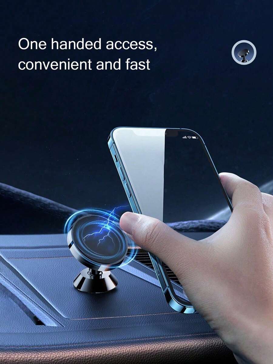 1个360°旋转磁吸式车载手机支架，通用仪表盘安装支架，适用于GPS导航 - 彩色 - 查看 1