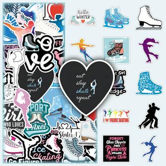 50 st tecknade konståkningssporter danskonst eleganta dekorativa klistermärken för anteckningsbok, gör-det-själv-pyssel