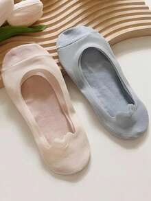 5 Pairs Women's Ice Silk Boat Socks Thin Breathable Invisible Anti-Slip Spring Summer Short Socks Fashionable Solid Color Shallow Mouth Mesh Short Socks - Multicolor - View 7