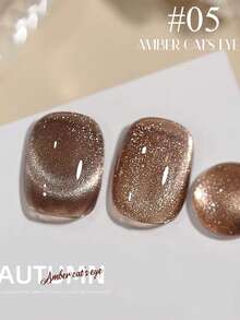 MISS SHAKA 10ml Conjunto de Esmalte de Unha Gel Olho de Gato Âmbar Dourado Marrom em Vidro, Suprimentos de Arte de Unha Exclusivos de Salão de Beleza Branqueadores de Pedra de Cristal Dourada Olho de Gato Marrom, Unhas de Natal