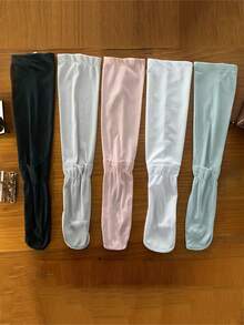 1 双夏季户外运动防紫外线冰丝袖套，透气防紫外线袖套，适合骑行和驾驶，高弹纯色薄款登山袖套，宽松露指设计，时尚防晒手套 - 彩色 - 查看 5