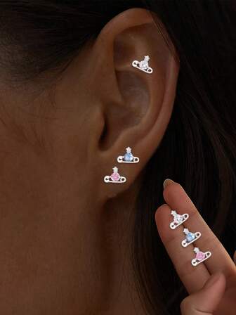 1pc S925 Sterling Silver Creative Unique Zirconia Brooch Earrings, Suitable For Women's Daily Wear, Perfect Gift For Girlfriend, Mother And Sister