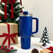 Premium 40 Oz Tumbler With Handle - Double Walled Vacuum Insulated Stainless Steel Water Bottle, Portable Travel Mug For Camping Hiking Iced Coffee & Daily Use, Perfect Gift Idea - 藍色 - 查看 4