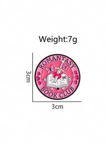 1pc "ROMANTASY BOOK CLUB" Zinc Alloy Enamel Book Sword Heart Butterfly Decor, Romantic Fantasy Book Lover Badge, Women Design, Reading Club Anime Convention Reading Theme Accessory - Multicolor - View 3