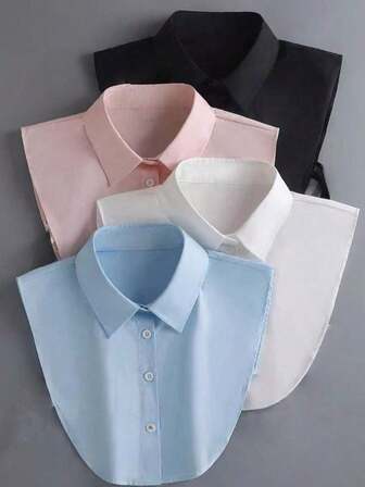 1pc Unisex White, Gray, Blue Multi-Color Cotton Detachable Pointed Collar, Fake Collar, Dickey Shirt, Half Shirt, Peter Pan Collar, Removable Artificial Collar, Gift For Women & Girls