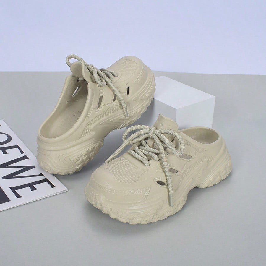 Sandalias de mujer con cordones, nuevo estilo deportivo para uso al aire libre, suela antideslizante gruesa, ligera y cómoda, chanclas casuales