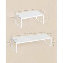 SONGMICS Especiero Extensible Organizador de Cocina Estante de Cocina Organizador de Armario Metal Encimera Blanco Mate MKCS007W01 - Blanco Mate+Set de 1 - Ver 5