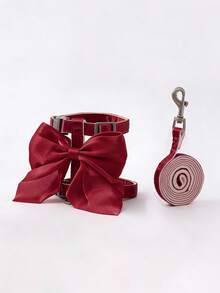 一套可爱猫咪胸背带和牵引绳，LANGXINGCS 狼爪设计，高级时尚防逃脱猫咪散步背心式胸背带，带蝴蝶结，柔软舒适，适合户外使用，适合小型/中型猫咪 - 彩色 - 查看 14