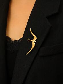1pc Stainless Steel Brooch, Elegant Casual Geese Design, Versatile High-End Gift For Friends, Suitable For Women's Daily, Party, And Banquet Wear - Multicolor - View 4