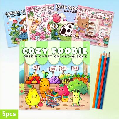 GDTME 可爱生物系列：一本大胆简约的蔬菜涂色书，以色彩鲜艳的鸭子、蘑菇和其他可爱图案为特色。适合成人和青少年，是圣诞节、开学季、新年、送给爸爸、斋月、送给女性的理想礼物。尺寸为 7.9 英寸 x 7.9 英寸。