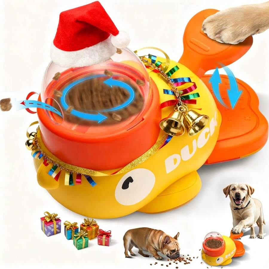 Interactive Dog Toys Food Puzzle Slow Feeder Duck Shaped Cat Treat Dispenser Toy For Small And Medium Dogs And Cats, Dog Feeder Puzzle Toy Duck For IQ Training And Exercise, Cat Food Dispenser Interactive Cat Toys For Enrichment And Daily Feeding - Màu vàng - Xem 1