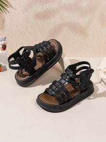 1 Pair 2026 New Summer Korean Style Girls Sandals, Non-Slip Soft Sole Princess Student Toddler/Little Kid Roman Shoes