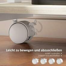 Rolling Desk With Drawer And Shelves, 4 Wheels, Compact, Chipboard, Metal