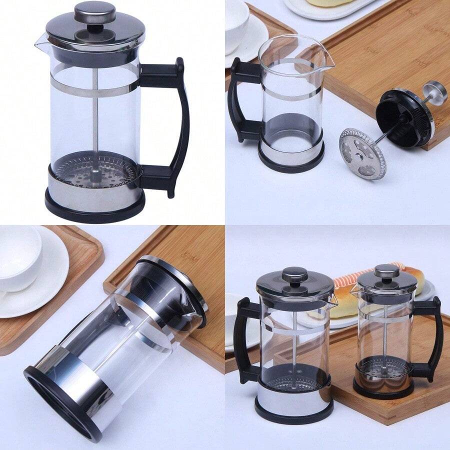 PZW Nuevo French Coffee Filter Press Pot Alto Borosilicate Café de Café Café Hogar Soodids Filter Prensa Pros PERSONALES para Espresso Cappuccino600ml2537 - 600 ml - Ver 1