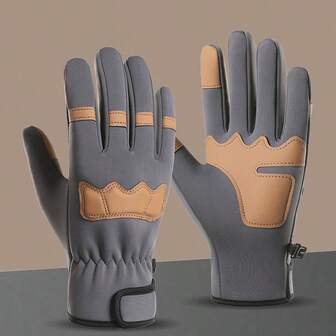 1 Pair Outdoor Cycling Sports Full Finger Gloves, Autumn/Winter, Padded, Non-Slip Palm, Wear-Resistant, Unisex, Touchscreen Compatible, Comfortable For Multi-Scenario Use