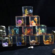 1pc Resin Epoxy Embedded Natural Stone Creative Ornament, Miniature Mining Scene Crystal Craft, Lapis Lazuli Miner, Brass Miner, Amethyst Miner, Ruby & Emerald Miner - Multicolor - View 6