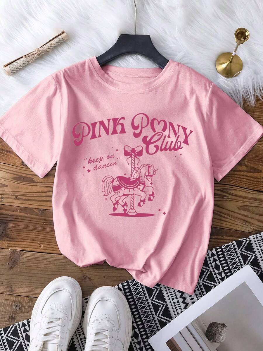 图案印花短袖圆领T恤，简约时尚，适合夏季