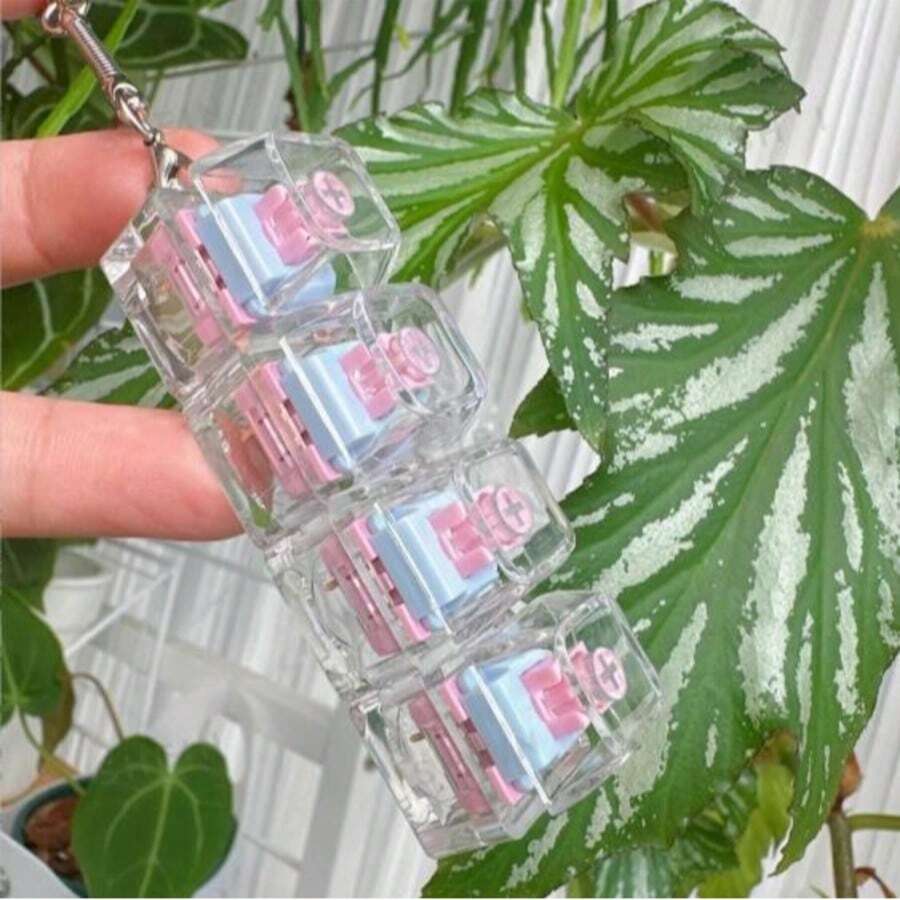 Transparent Multi-Color Fidget Desk Toy, Keyboard Stress Relief Toy, Keyboard Finger Keychain, Finger Keyboard, Fidget Finger Game, Keyboard Keychain Decor, Great For Halloween, Christmas, Party Favors, Birthday Gifts, Hobby Collection, Keychains, Desktop Decor, Phone Charms - Multicolor - View 1