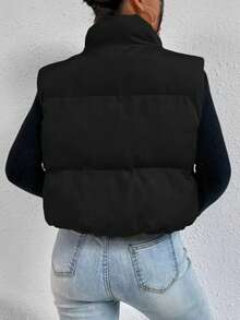 Kurtka bez rękawów ze stójką, pikowana bawełną na zimę, nowy styl jesień/zima z podszewką z polaru, kurtka, abrigos mujer de invierno, plumifero mujer, anorak de mujer, abrigos mujer de invierno>elegante, plumas mujer abrigo, μπουφάν, winterjas, bezrękawnik, abrigo, giubbotto donna invernale curvy, strój capodanno, jednolity kolor, luźny krój, modna i swobodna kamizelka ze stójką, kamizelka zapinana z przodu na zamek, europejski i amerykański styl YK2, odzież wierzchnia, czarny top w stylu retro/domowym/sportowym/ulicznym/preppy. - Czarne - Zobacz 3