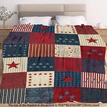 [Patriotic Blanket] Soft Lightweight Patriotic Red White Blue Stars Stripes Blanket |   All-Season Throw Sofa, Bed, Camping & Travel - Independence Day, Durable 280GSM Flannel, Contemporary Quilt Design - Multicolor - View 1