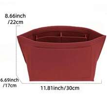 可折叠手提包收纳内胆，多口袋毛毡手提包收纳袋，带拉链，内置2个杯架，秋冬季礼物，酒红色 - 酒紅色 - 查看 10