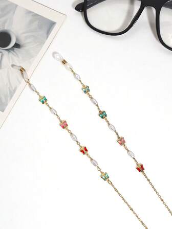 1pc Retro Cute Butterfly & Pearl Eyeglasses Chain