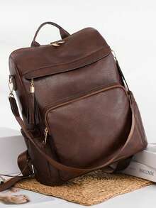 Women's Backpacks, School Bags, Travel Bags, College Bags, Work Bags, Casual Bags, Stylish Anti-Theft Bags - 咖啡棕 - 查看 7