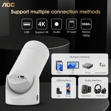 AOC Projector With WiFi 6 & Bluetooth 5.2 | 4K Support + 180° Rotation | Auto Keystone Correction | Best Value For Money - View 6